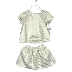 NWT Carters Top & Skirt Cream Gold Metallic Formal 2 Piece Outfit Girls Toddler5